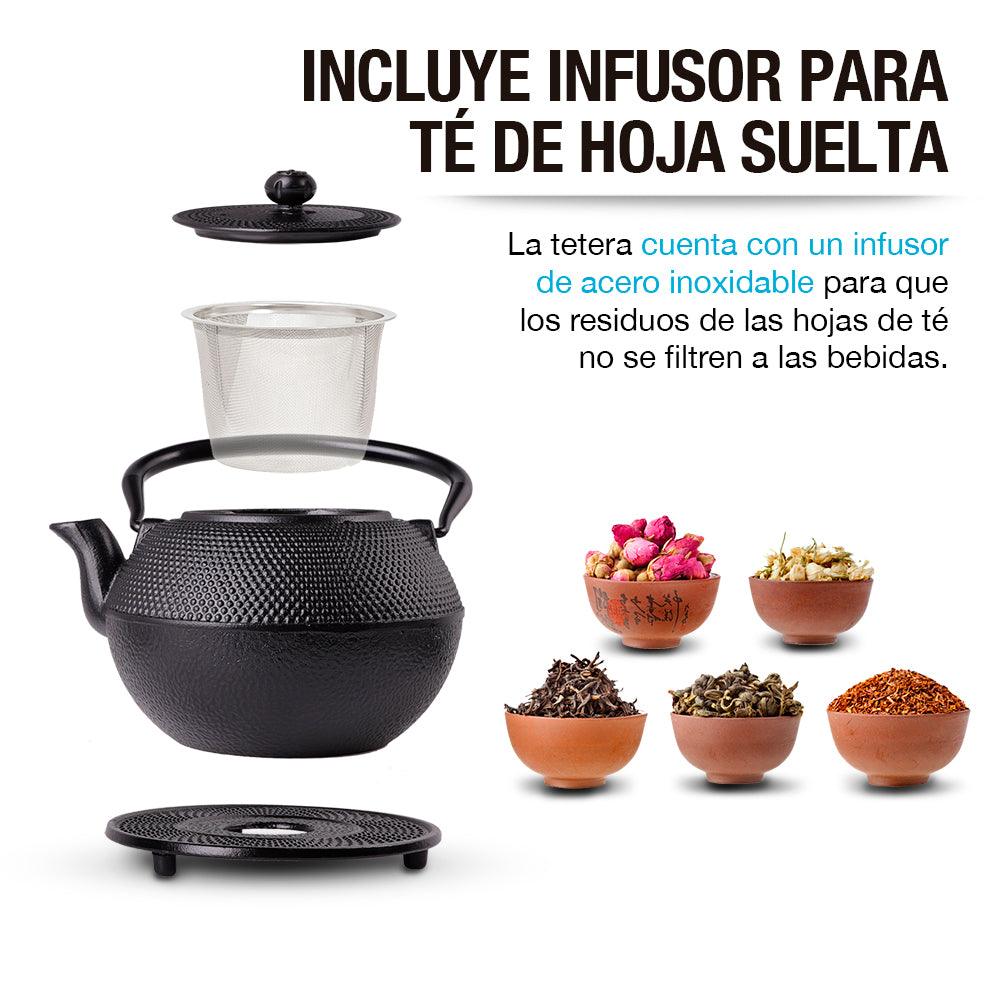 Tetera Japonesa de Hierro Fundido con Tazas, Infusor y Salvamanteles - Redlemon