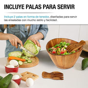 Ensaladera de Madera Acacia Artesanal Bowl Extra Grande 5.5 L - Redlemon