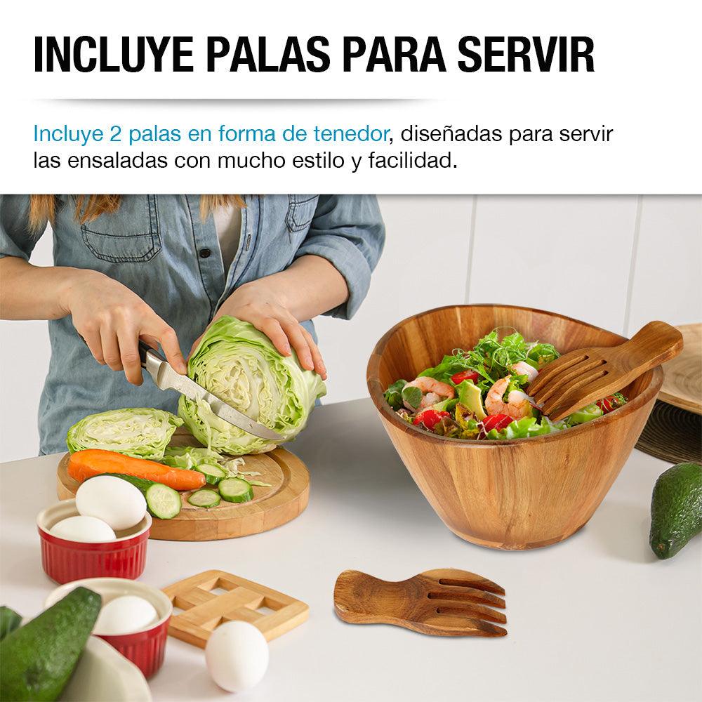 Ensaladera de Madera Acacia Artesanal Bowl Extra Grande 5.5 L - Redlemon