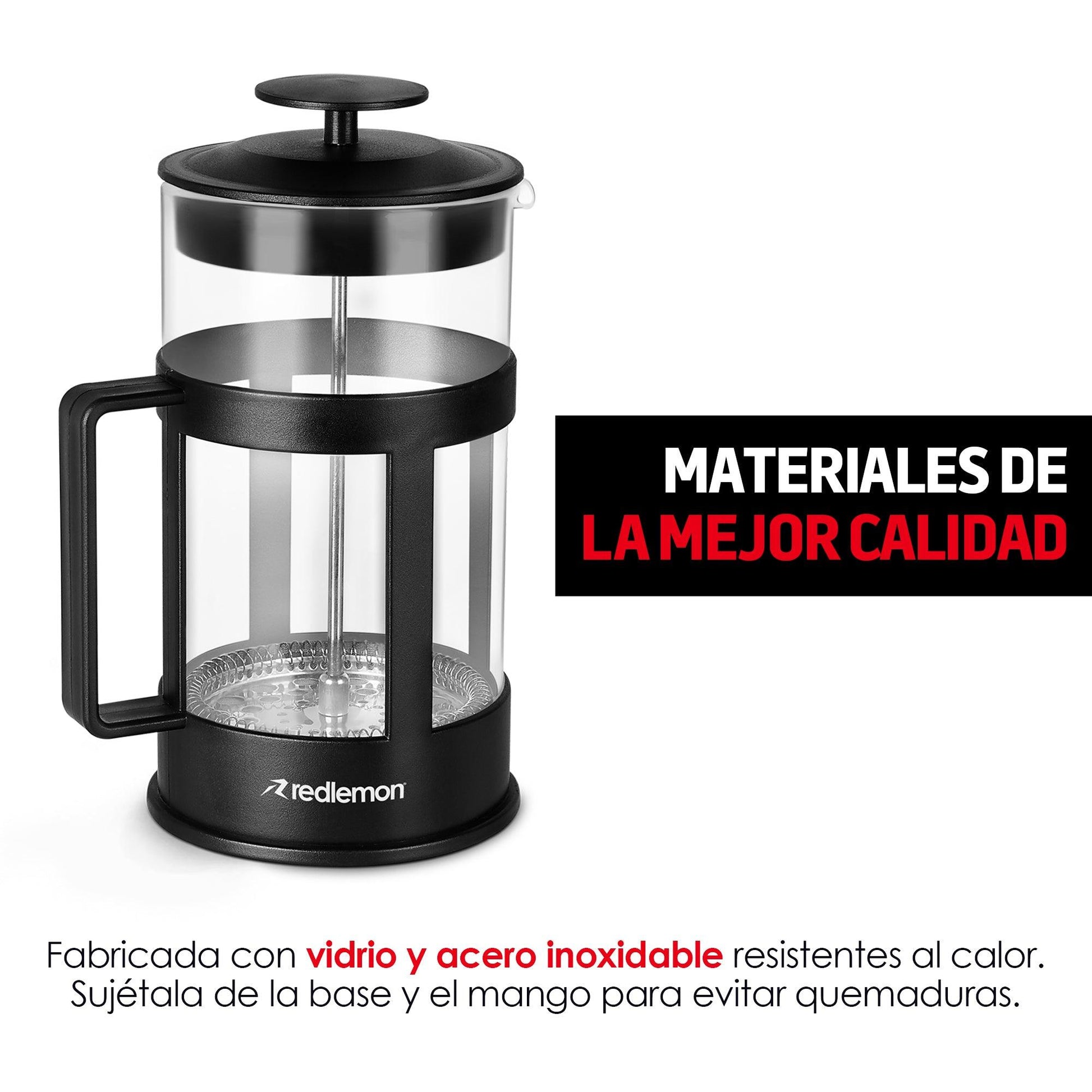 Prensa Francesa de Vidrio Émbolo para Café Y Té 1 L - Redlemon