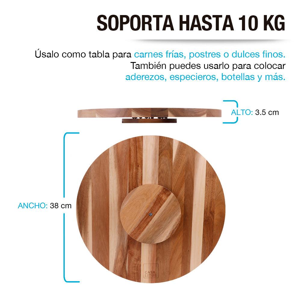 Organizador Giratorio Lazy Susan de Madera de Acacia 38 cm Casa Litus - Redlemon