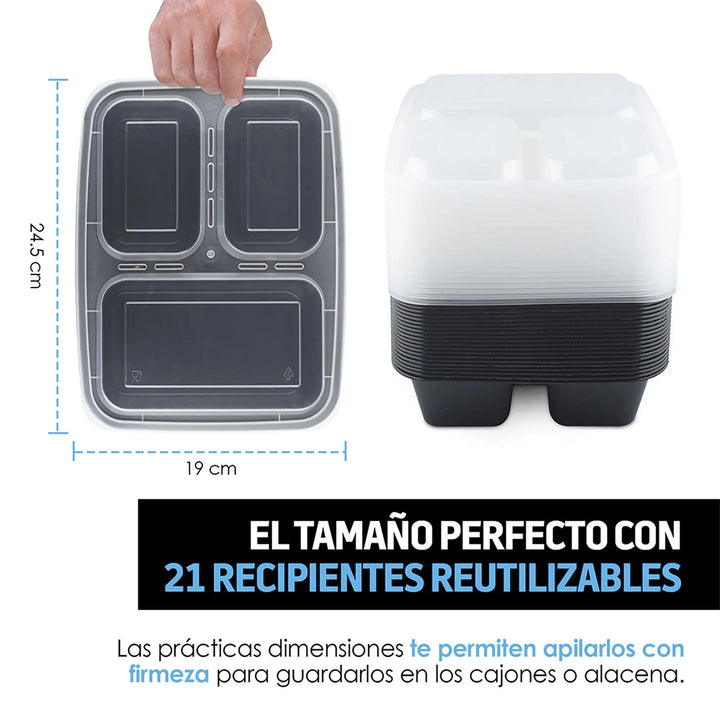 Recipientes para Comida Bento Box Reutilizables 21pz - Redlemon