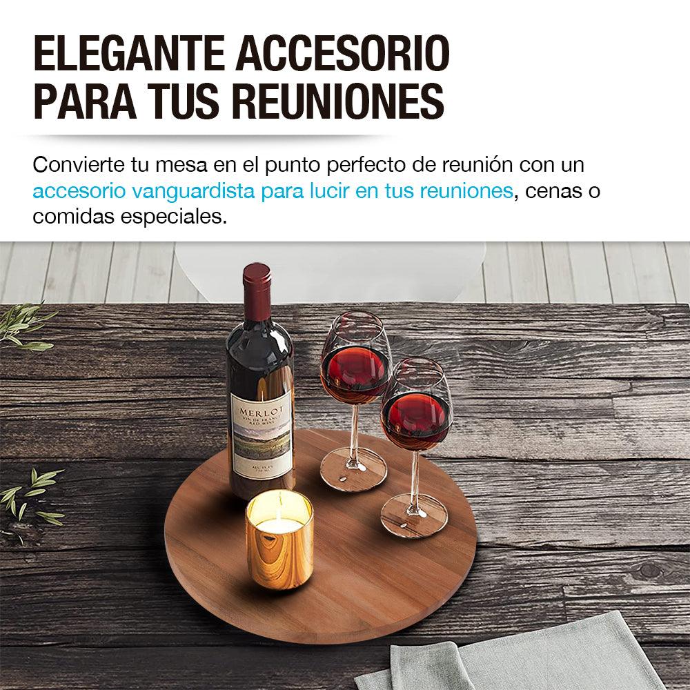 Organizador Giratorio Lazy Susan de Madera de Acacia 38 cm Casa Litus - Redlemon