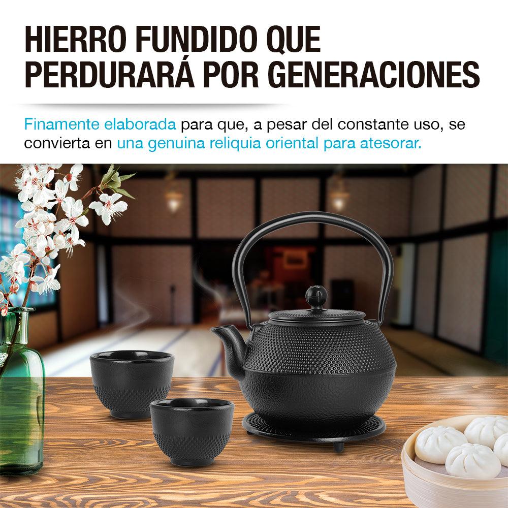 Tetera Japonesa de Hierro Fundido con Tazas, Infusor y Salvamanteles - Redlemon