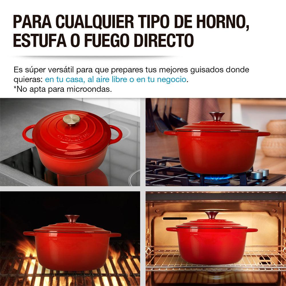 Olla de Hierro Fundido Esmaltada 3.8L Horno Holandés Dutch Oven Casa Litus - Redlemon