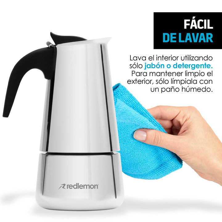 Cafetera Italiana tipo Moka Acero Inoxidable (300 ml) - Redlemon