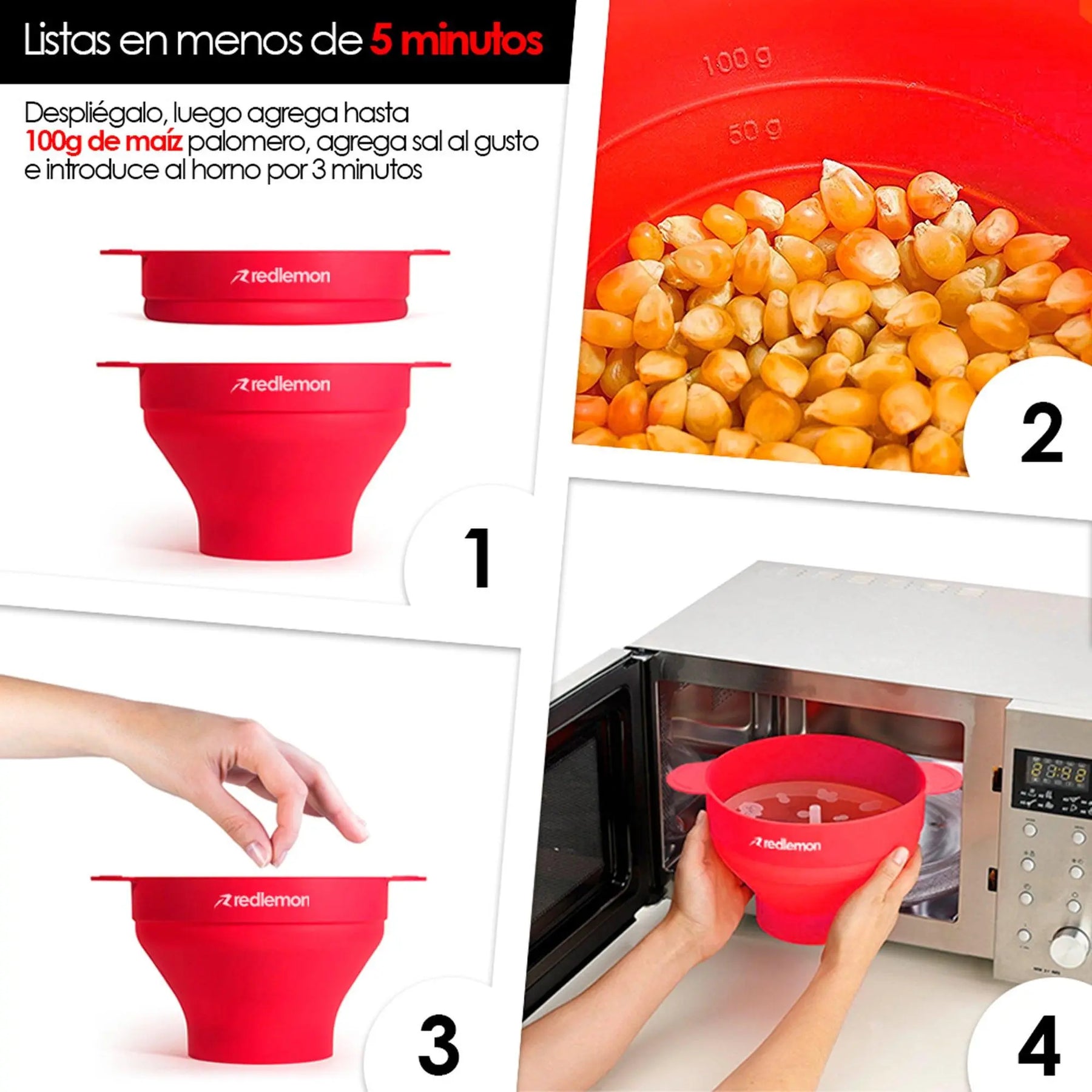Palomera para Microondas de Silicón Sin Aceite 15 Tz - Redlemon