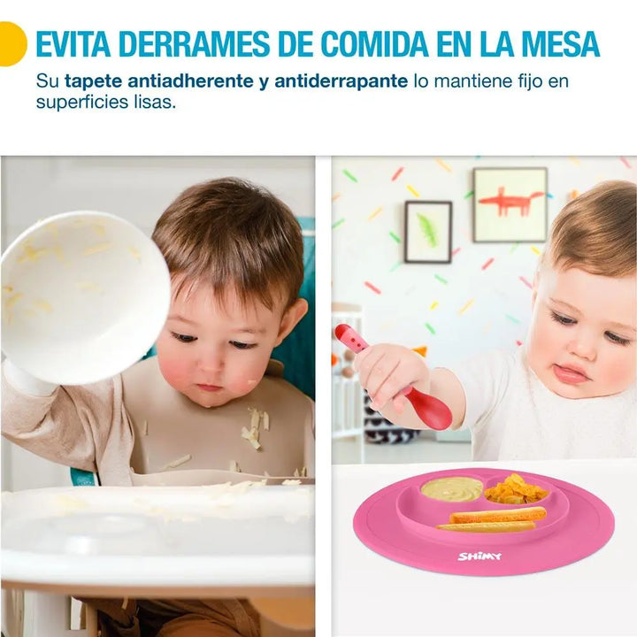 Plato Antideslizante para Bebé de Silicón con Cubiertos - Redlemon