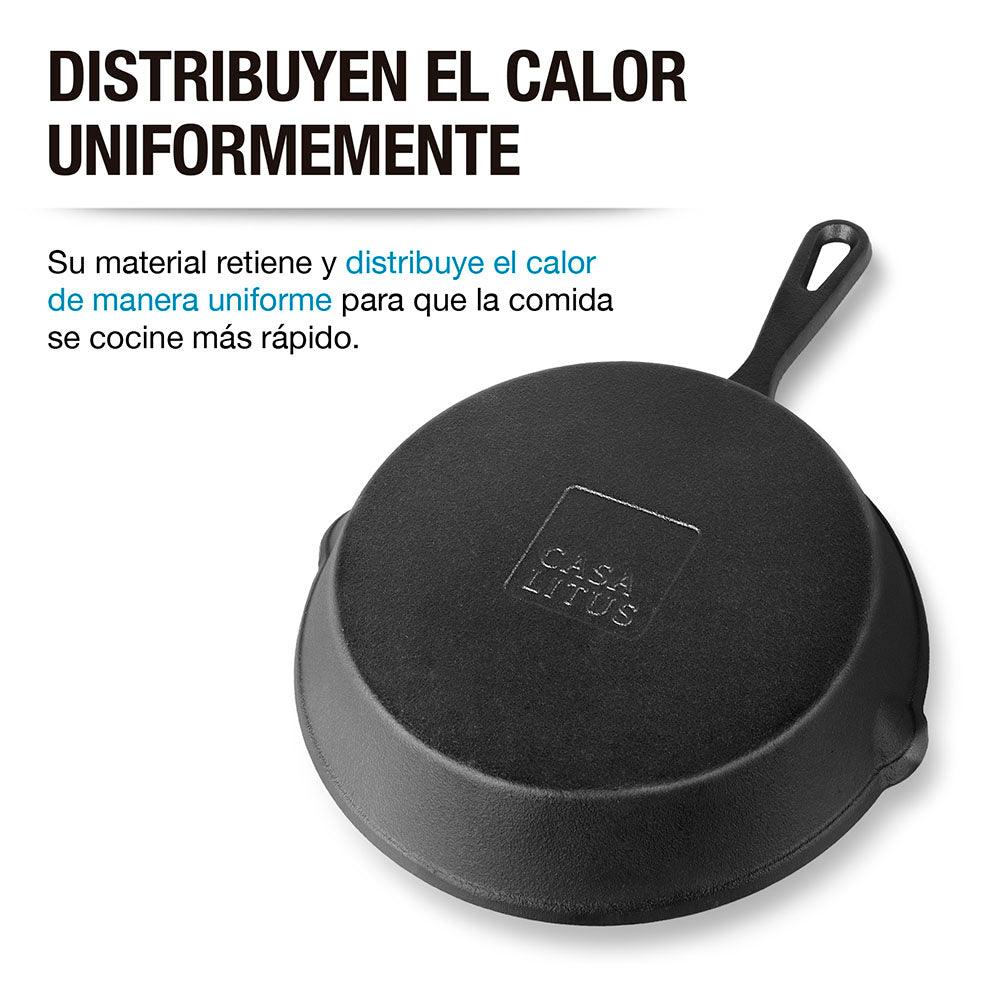 Set de 3 Sartenes de Hierro Fundido Antiadherente para Cocina - Redlemon