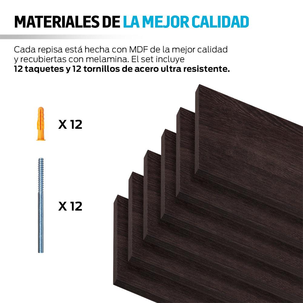 Repisas Flotantes de Madera 6 Piezas de 50x15 cm - Redlemon