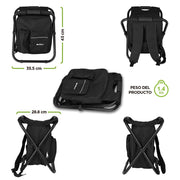 Silla Plegable Portátil tipo Mochila con Hielera de 13 Litros Banco para Pesca Hikeo - Redlemon
