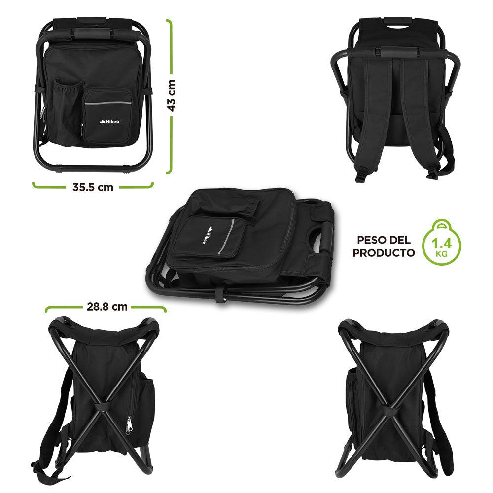 Silla Plegable Portátil tipo Mochila con Hielera de 13 Litros Banco para Pesca Hikeo - Redlemon