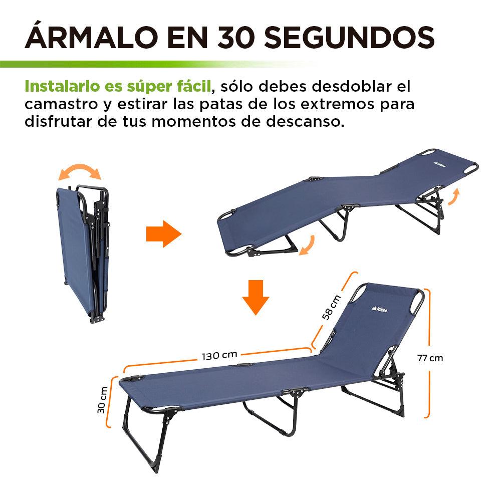 Catre Plegable Camastro Portátil Ultra Resistente 4 Alturas Hikeo - Redlemon