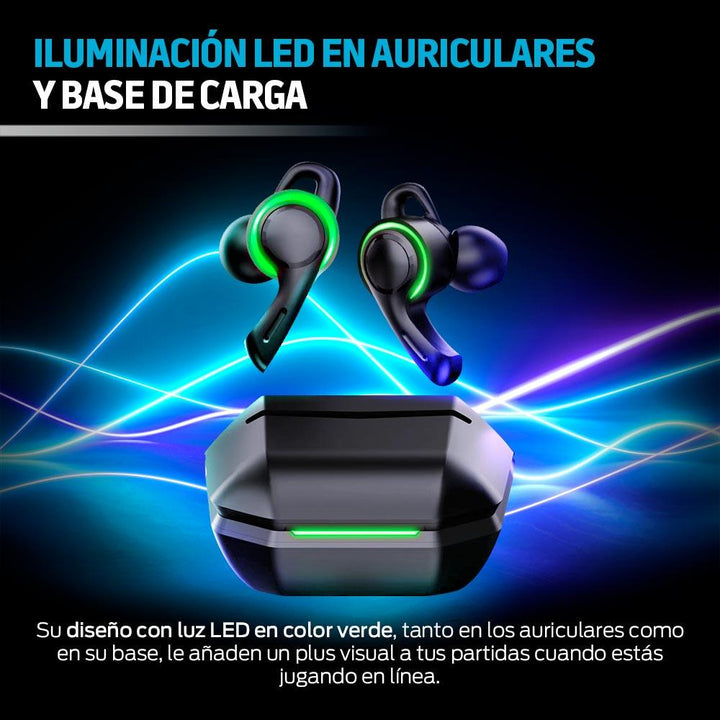 Audífonos Inalámbricos Gamer Bluetooth Real Wireless con Luz LED - Redlemon
