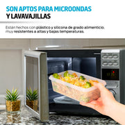 Contenedores para Alimentos Reutilizables de Plástico 16 Pz con Tapa - Redlemon