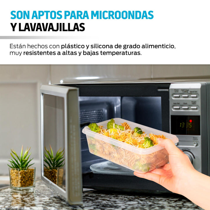 Contenedores para Alimentos Reutilizables de Plástico 16 Pz con Tapa - Redlemon