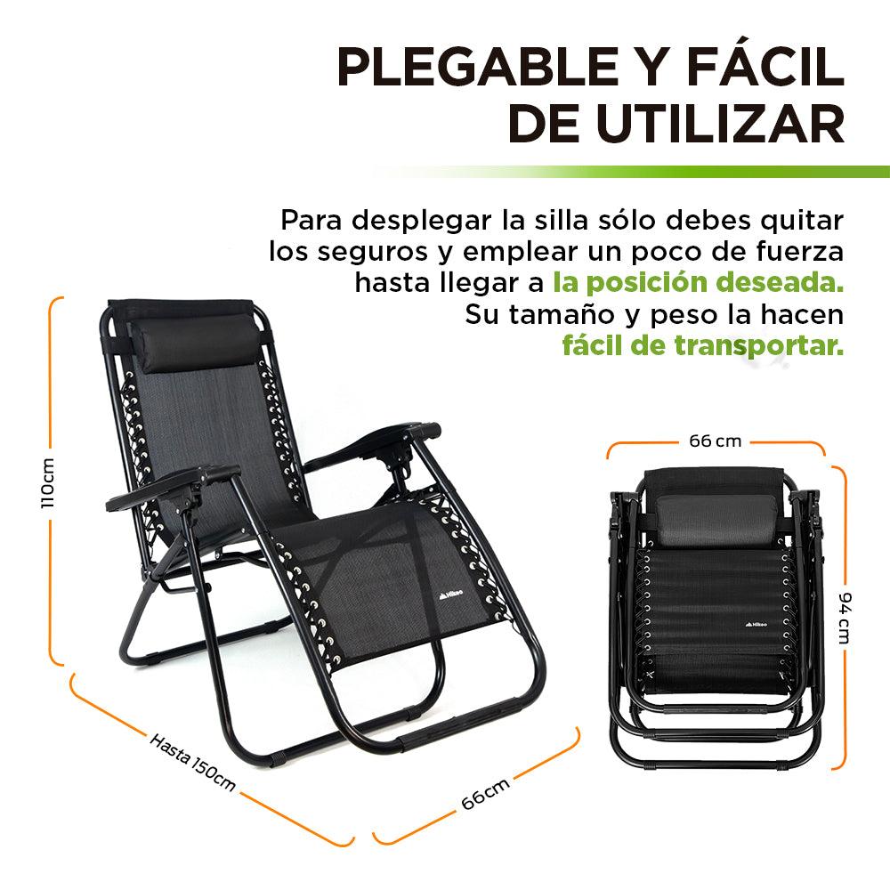 Silla Plegable Camastro Portátil Antigravity Silla para Exteriores Hikeo - Redlemon