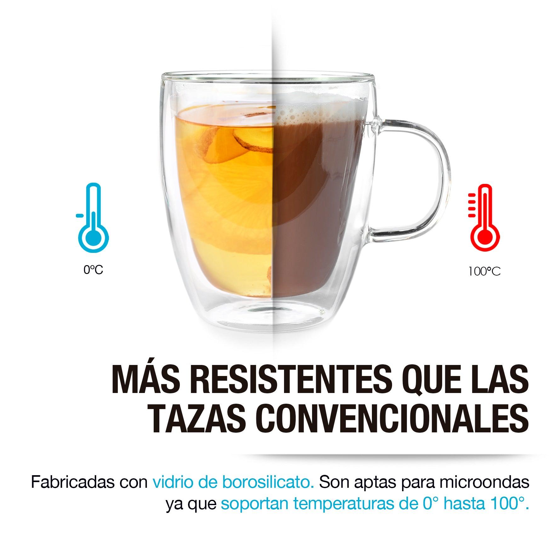 Tazas para Café de Doble Pared Térmica 4Pz 330ml y 140ml - Redlemon