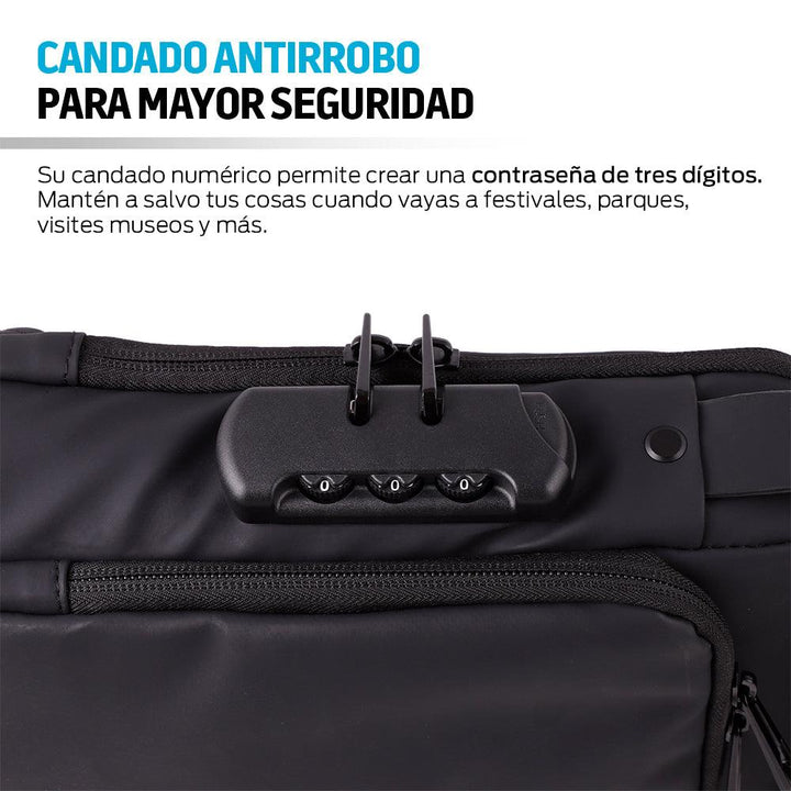 Mochila Antirrobo Mini Impermeable Crossbody con Puerto USB - Redlemon