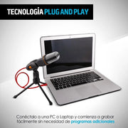 Micrófono Condensador para PC y Laptop Conector Aux 3.5mm - Redlemon