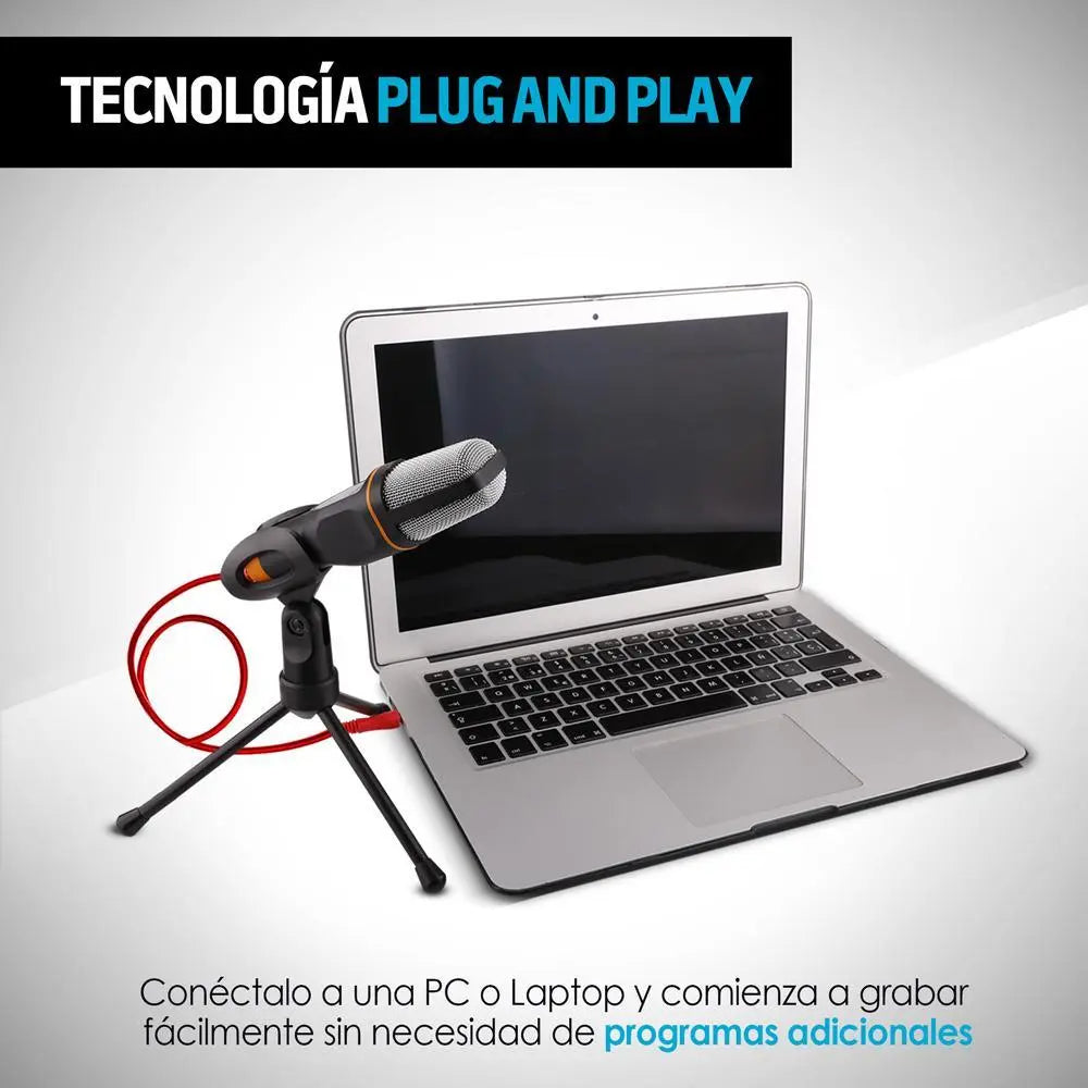 Micrófono Condensador para PC y Laptop Conector Aux 3.5mm - Redlemon