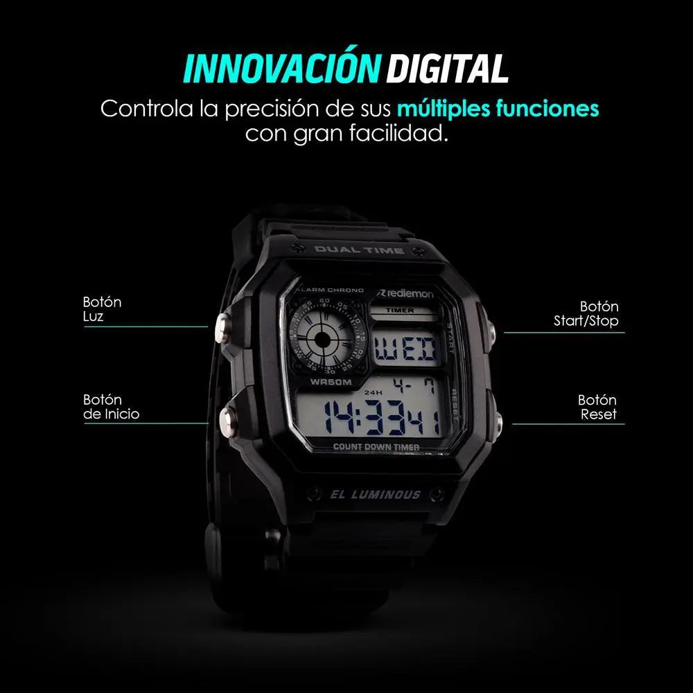 Reloj Clásico Deportivo Resistente Pantalla Digital Mod.1299 - Redlemon