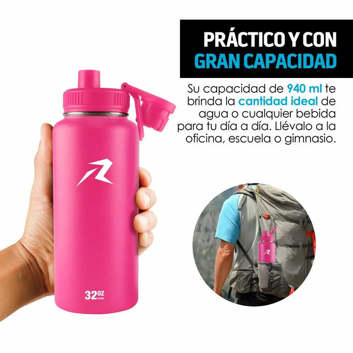 Termo de Acero Inoxidable con Aislamiento Térmico para Agua Fría o Caliente Capacidad 940 ml (32 Oz) - Redlemon