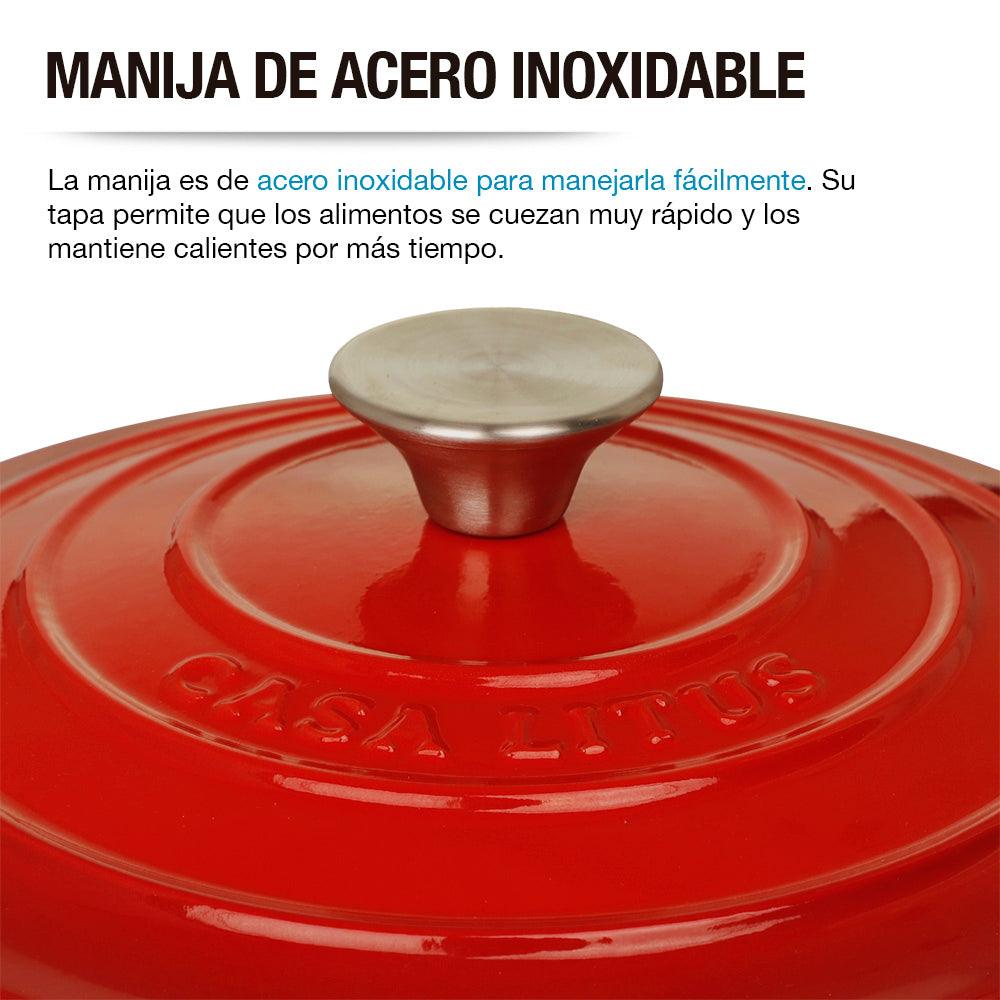 Olla de Hierro Fundido Esmaltada 3.8L Horno Holandés Dutch Oven Casa Litus - Redlemon