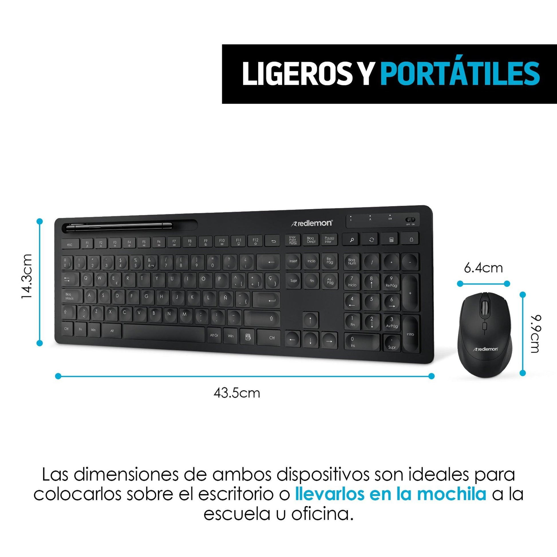 Teclado y Mouse Inalámbrico USB para Windows y Mac - Redlemon