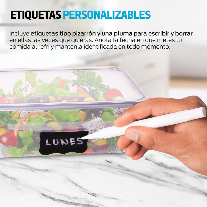 Contenedores para Alimentos Reutilizables de Plástico 16 Pz con Tapa - Redlemon