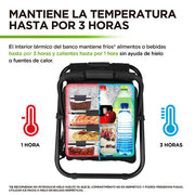 Silla Plegable Portátil tipo Mochila con Hielera de 13 Litros Banco para Pesca Hikeo - Redlemon