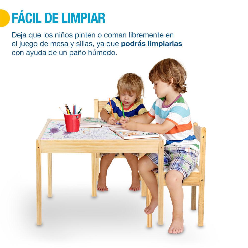 Mesa y 2 Sillas para Niños Montessori Fabricado en Madera de Abedul y MDF Shimy - Redlemon
