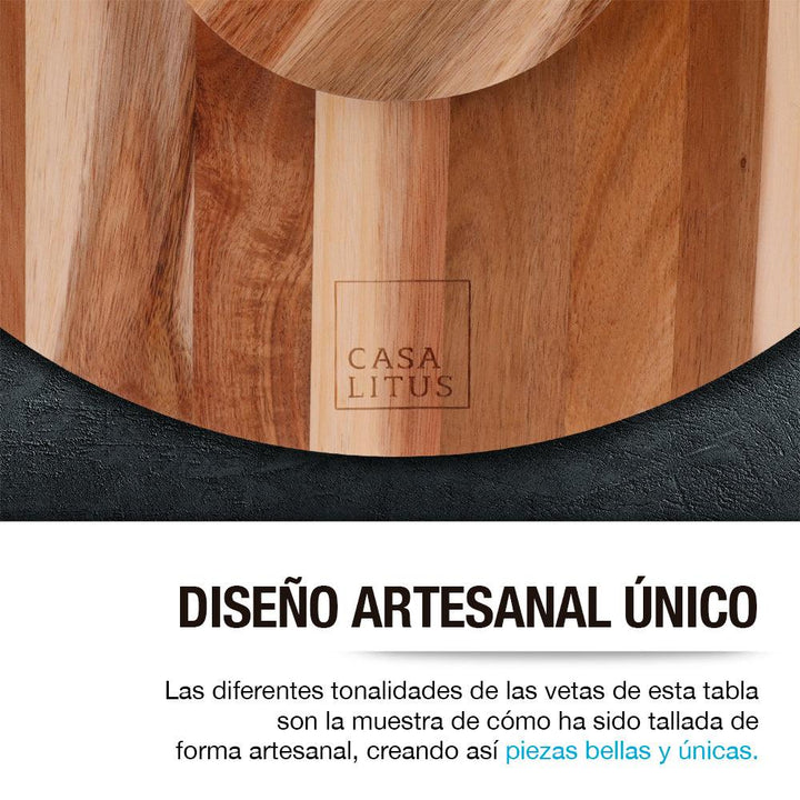 Organizador Giratorio Lazy Susan de Madera de Acacia 38 cm Casa Litus - Redlemon