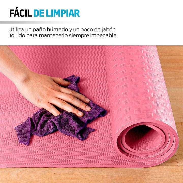 Tapete para Yoga Pilates con Correa para Transportar, 9mm, Ideal para Ejercicio - Redlemon