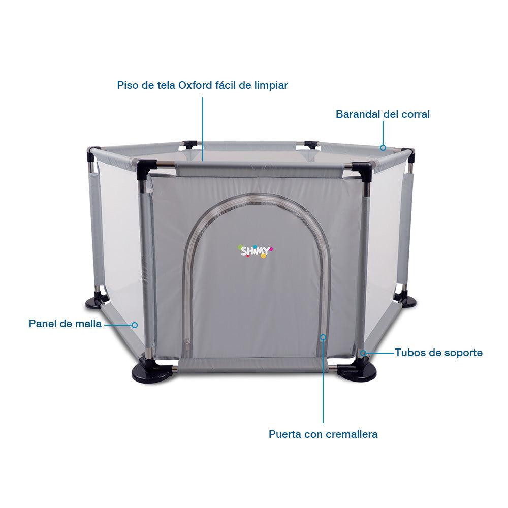 Corral para Bebé Portátil para Interior y Exterior con Bolsa de Viaje Shimy - Redlemon