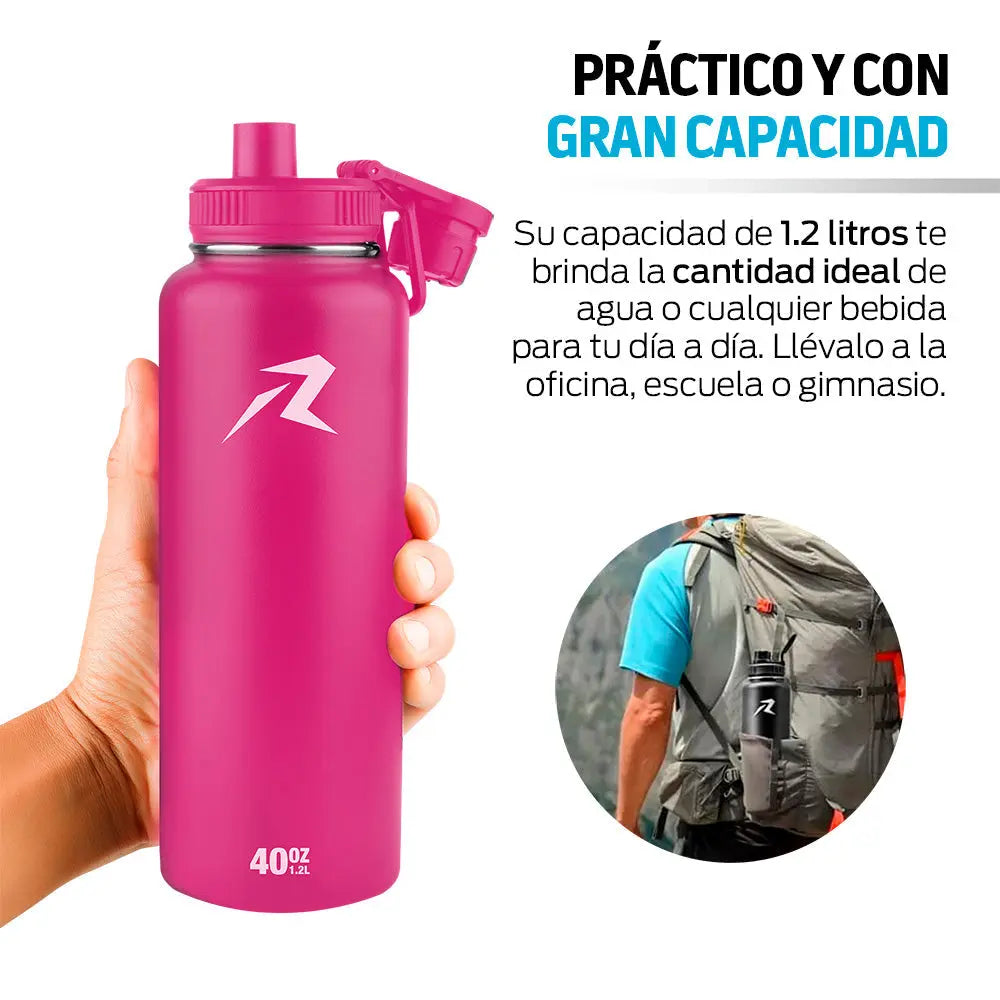 Termo de Acero Inoxidable con Aislamiento Térmico para Agua Fría o Caliente, de 40 Onzas (1.2 L) Redlemon Technology México