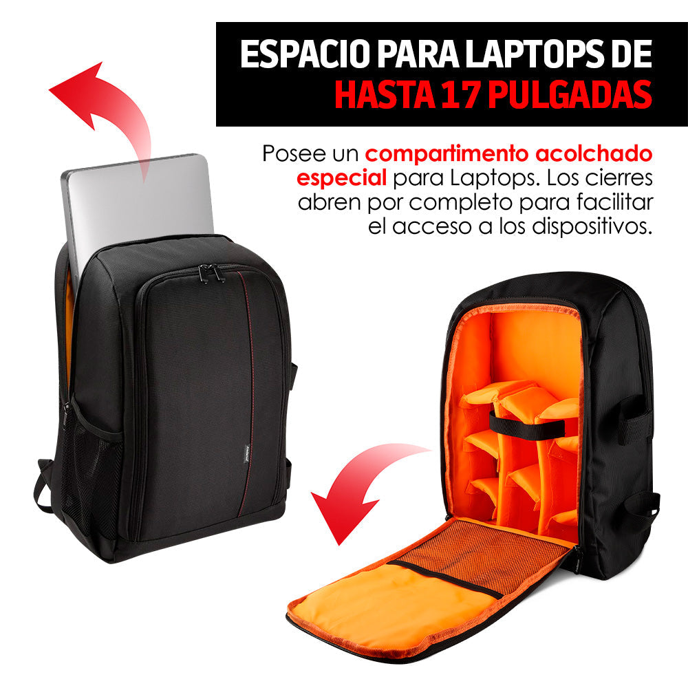 Mochila para Cámara Fotográfica con Compartimentos M-3000 Redlemon Technology México