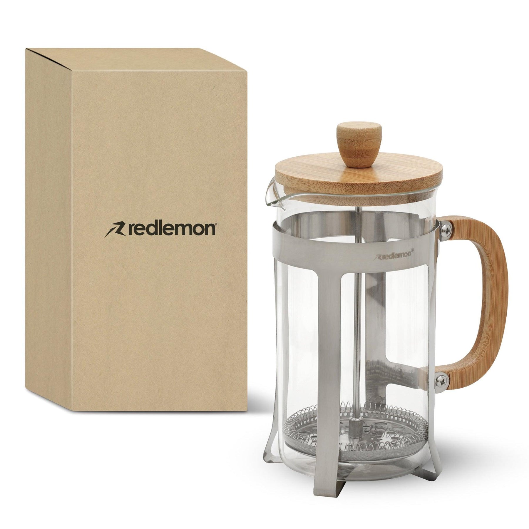 Cafetera Prensa Francesa de Bambú para Café (1 Litro) - Redlemon