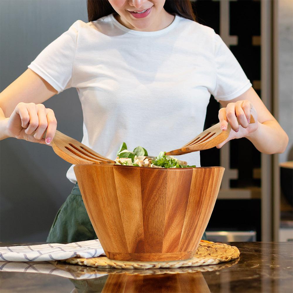 Ensaladera de Madera Acacia Artesanal Bowl Extra Grande 5.5 L - Redlemon