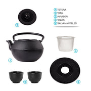 Tetera Japonesa de Hierro Fundido con Tazas, Infusor y Salvamanteles - Redlemon
