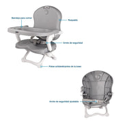 Silla para Bebé Asiento Elevador de Altura Ajustable Plegable 6 a 36 Meses - Redlemon