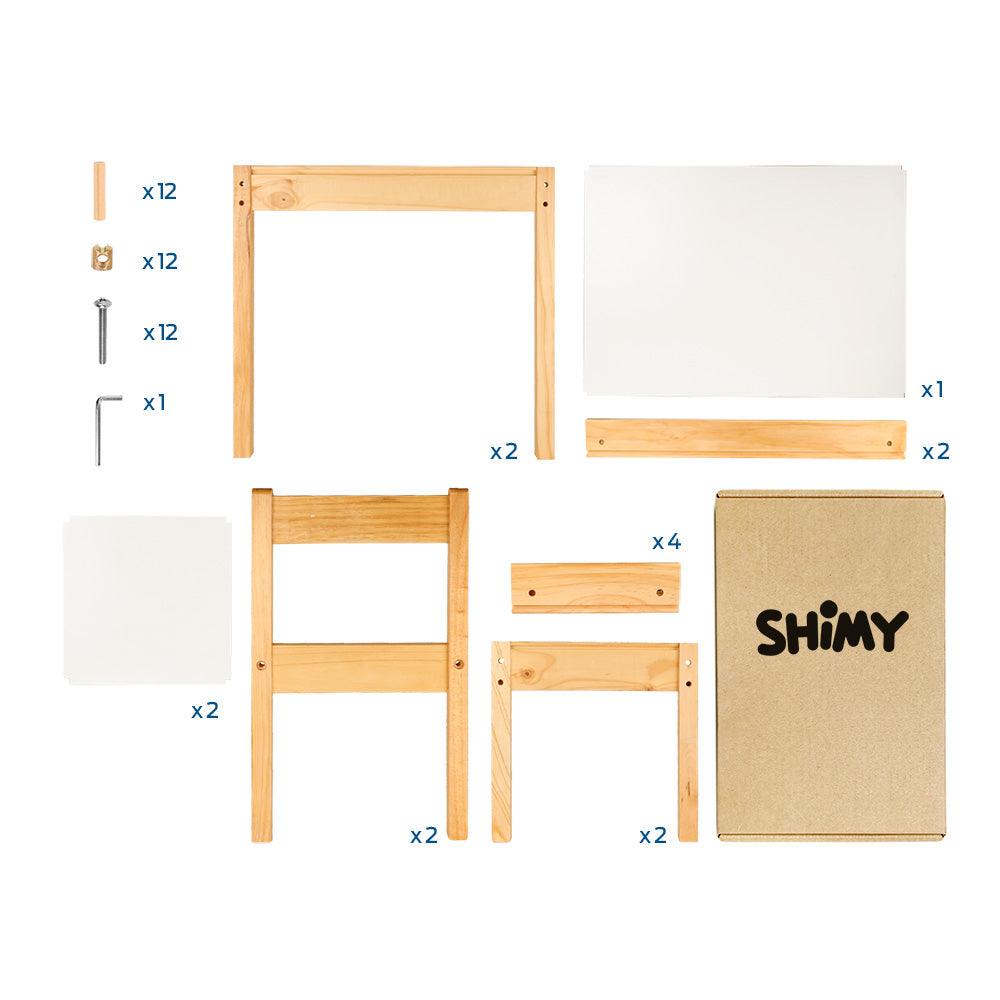 Mesa y 2 Sillas para Niños Montessori Fabricado en Madera de Abedul y MDF Shimy - Redlemon
