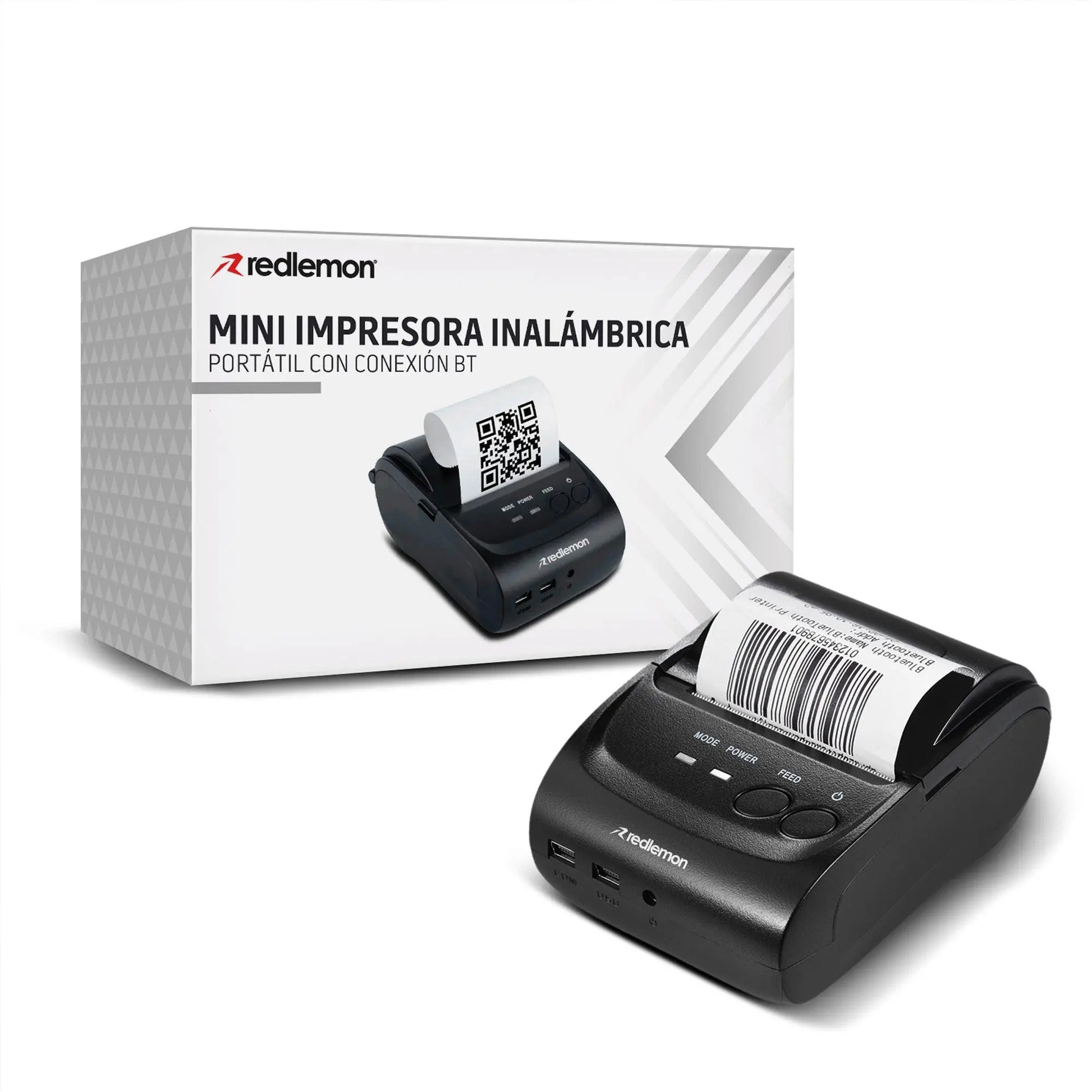 Mini Impresora Térmica Portátil Bluetooth, Inalámbrica, Para Tickets y Recibos POS PDV, 58mm - Redlemon