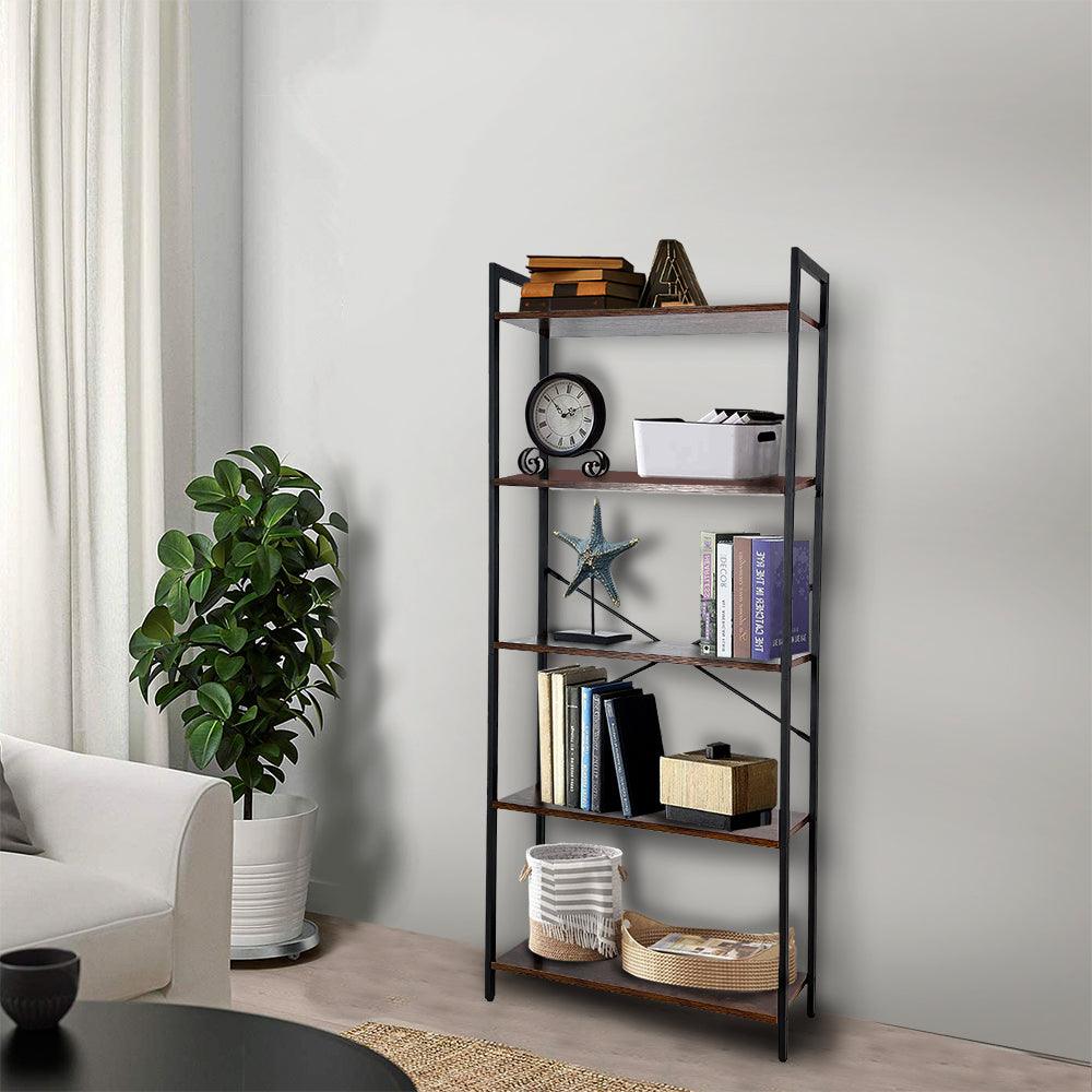 Librero Organizador Minimalista de Madera y Acero Inoxidable 5 Niveles Casa Litus - Redlemon