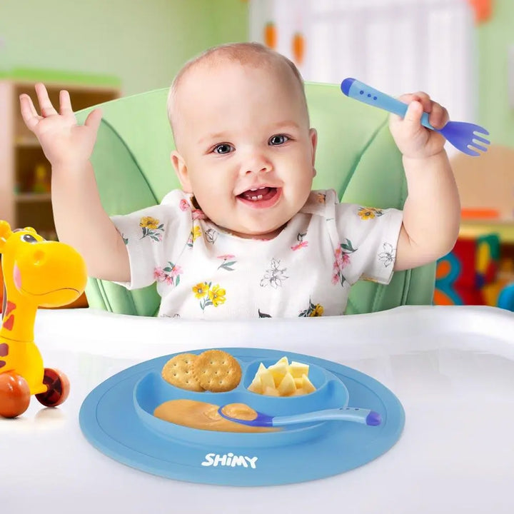 Plato Antideslizante para Bebé de Silicón con Cubiertos - Redlemon
