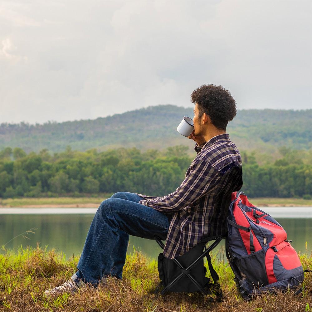 Silla Plegable Portátil tipo Mochila con Hielera de 13 Litros Banco para Pesca Hikeo - Redlemon