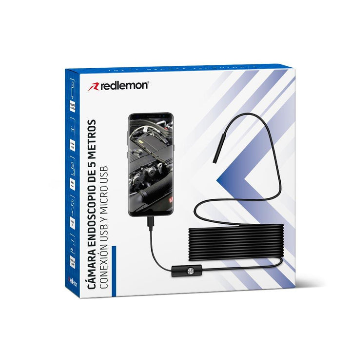 Cámara Endoscopio para Celular USB, USB-C y Micro USB (5 M) - Redlemon