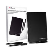 Libreta Inteligente Reutilizable de 50 hojas con 3 plumas Color negro - Redlemon