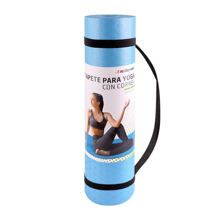 Tapete para Yoga Pilates con Correa para Transportar, 9mm, Ideal para Ejercicio - Redlemon