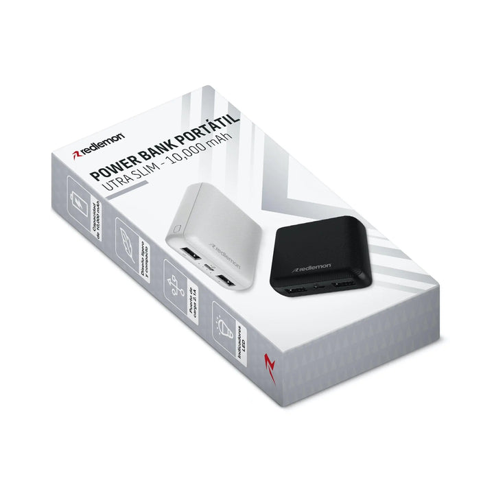 Power Bank 10,000 Mah Ultra Slim Carga Rápida 2 USB - Redlemon